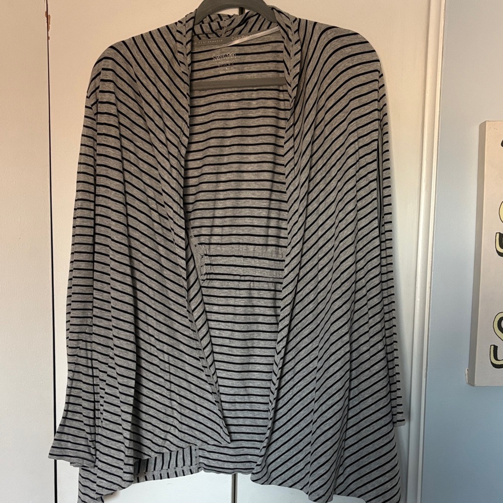 Calvin Klein Performance Black and Gray Striped Cardigan